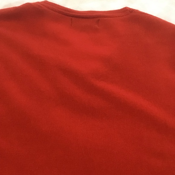 Banana Republic Factory Orangey Red Merino Wool V Neck Sweater, Size L - Picture 11 of 13